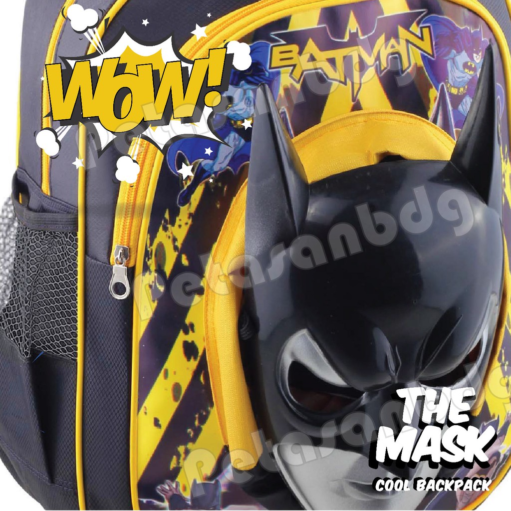 PTS - Tas Anak - TRANSFORMERS BUMBLE BEE BATMAN ULTRAMEN SPIDERMAN IRON MAN - THE MASK + FREE TOPENG