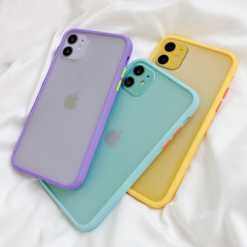 Soft Case Bumper Matte Bahan Silikon Tpu Bening Untuk Iphone 12 12pro 12promax 12mini 11 Pro Max 7 Plus 8 6 Plus Se2 2020