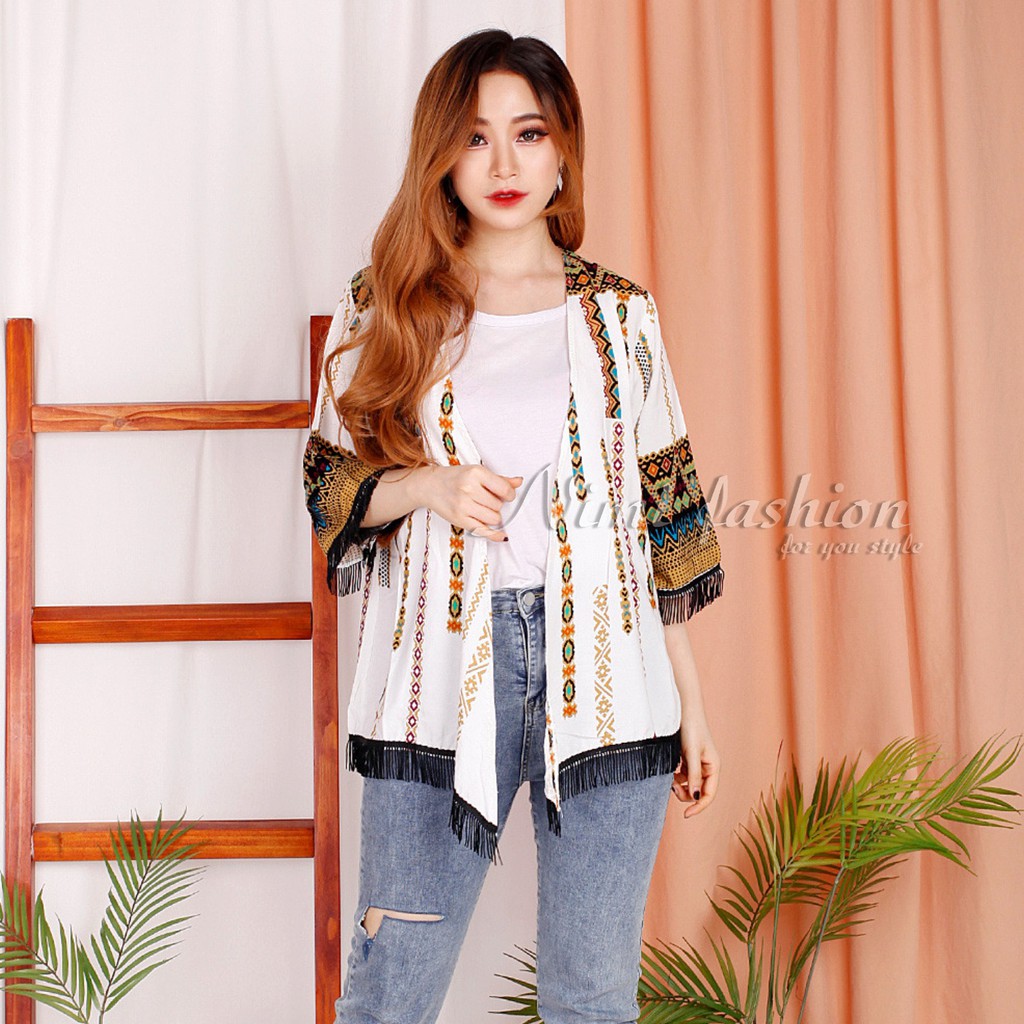 CARDIGAN BOHEMIAN PANJANG / CARDIGAN FRINGE WANITA / OUTERS / CARDIGAN ETNIK PANJANG / READY STOCK