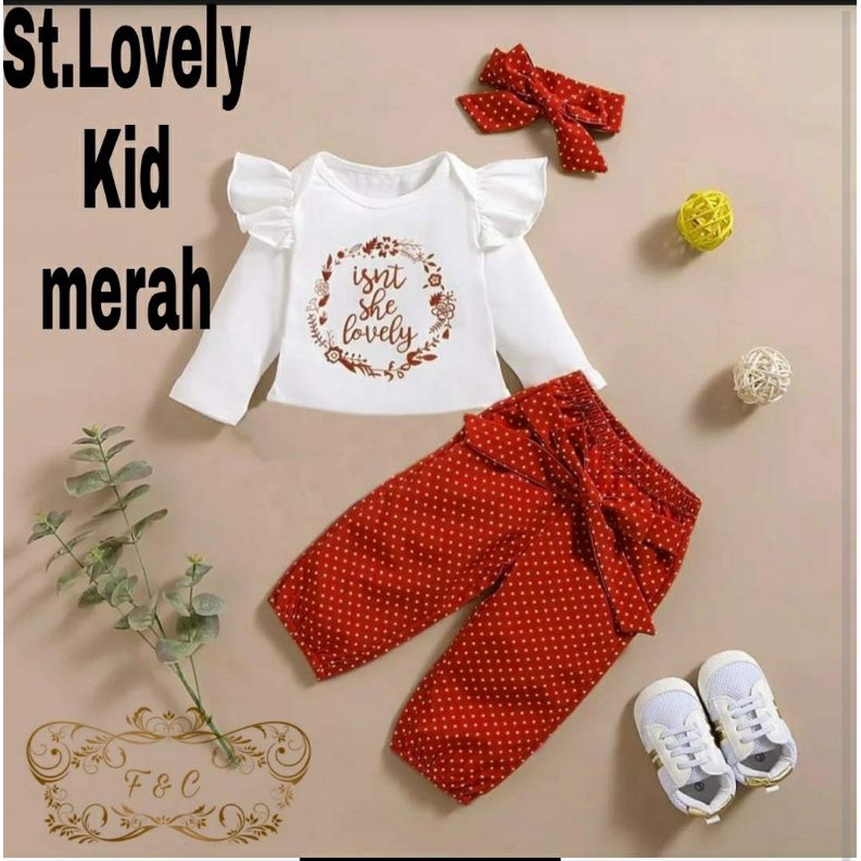 3 UKURAN S M L SET LOVELY KID PANJANG PAKAIAN ANAK PEREMPUAN SETELAN BABYETRRY FEHM