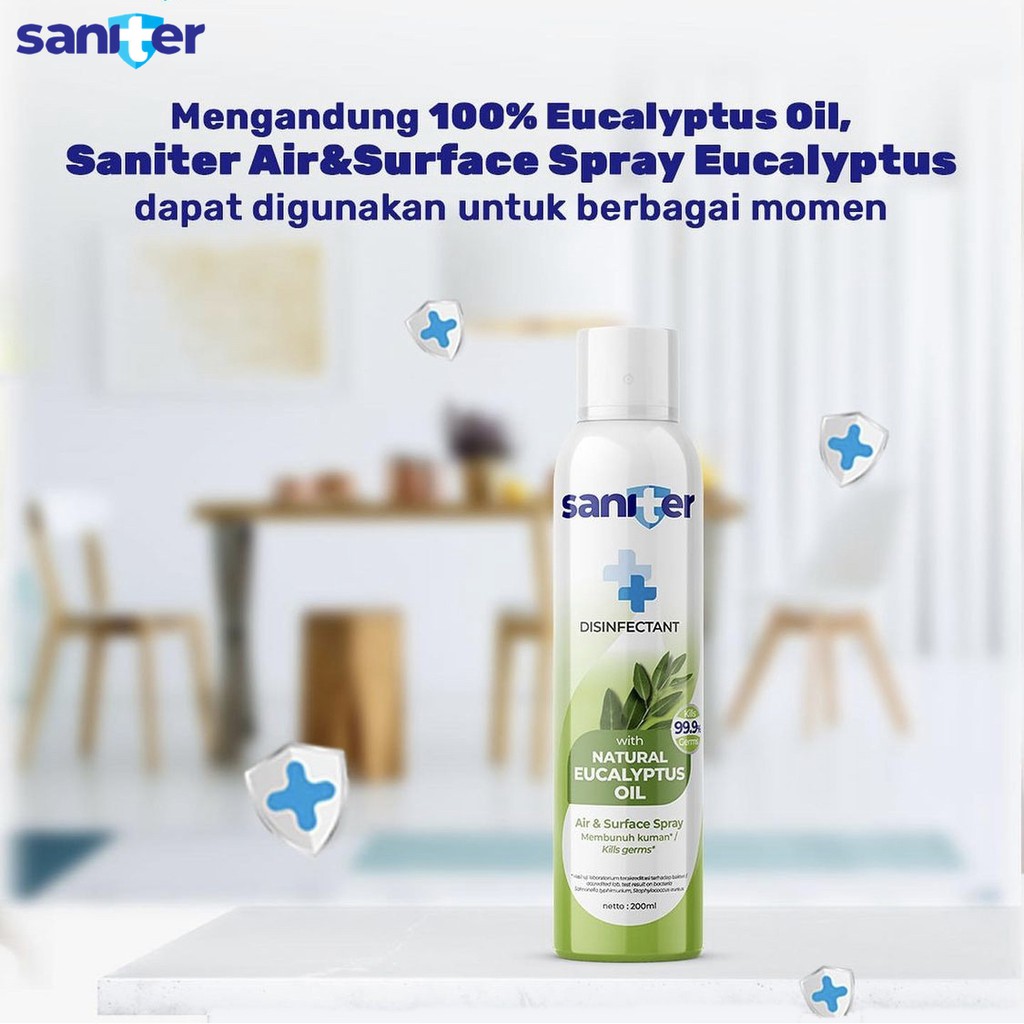 ORIGINAL Saniter Spray Disinfectant Eucalyptus Oil 200ml / Saniter Desinfektan / HELLOMARTID