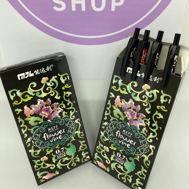 

Bolpen Bolpoin Gel Click Ink Pen Flower Vina K177 HITAM, ballpoint click, tinta cair