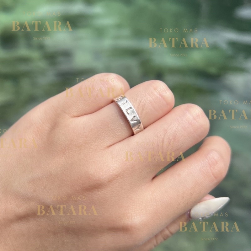 Cincin Nama Inisial Huruf Petak Perak Asli 100% Custome Handmade