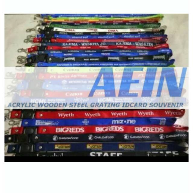 

TALI LANYARD 2CM SABLON LOGO TULISAN PEMERINTAH KANTOR ORGANISASI KOMUNITAS GANTUNGAN KUNCI