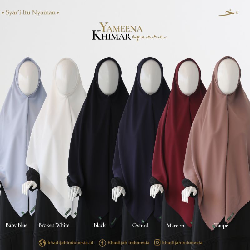 YAMEENA SQUARE KHIMAR SEGI EMPAT KHADIJAH INDONESIA