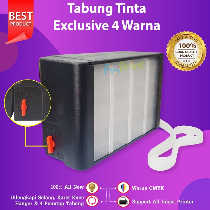 Tabung Infus 4 Warna Box Hitam Exclsuive Canon iP2770 MP287 MG2570s MG2577S TS307 HP 2336 2337 2335 4176