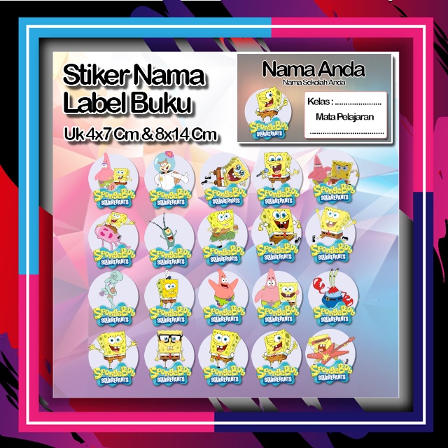 

Stiker Spongebob patrik plangton tn krab sendi squidword Karakter Lucu Custom Lebel Nama cromo murah 20 Varian berbeda Octane Pelajaran sekolah No 6