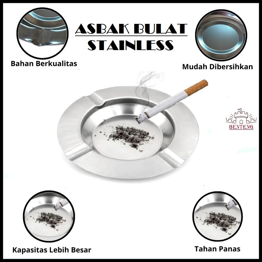 AR30 - Asbak Minimal Of Stainless Bulat Diameter 12cm