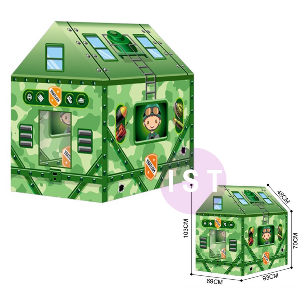 MWN Play Tent Indoor Outdoor Military House 995-7070C - Tenda Rumah Anak