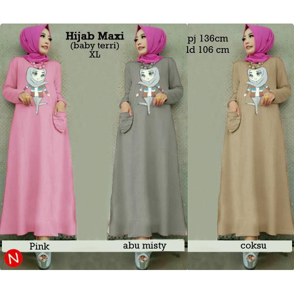 cn 62184 hijab maxi dress terusan gamis syari wanita murah