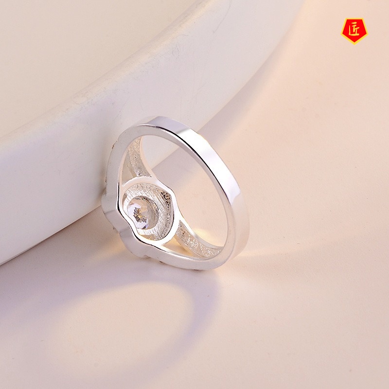 [Ready Stock]Fashion Heart-Shaped Diamond Ring Simple and Elegant