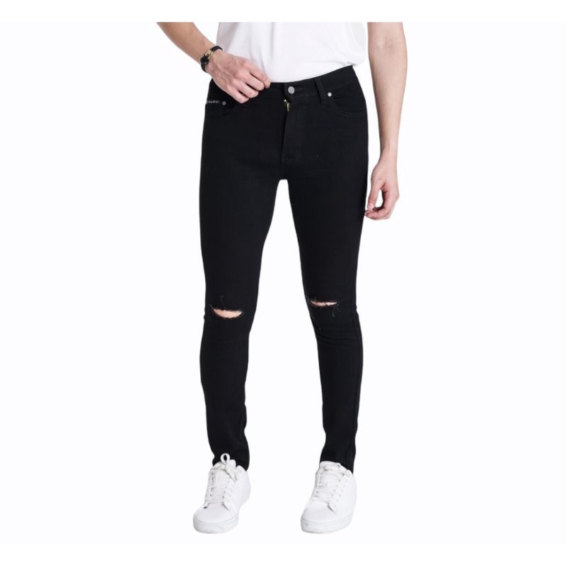 Celana Jeans Denim Pria Sob   ek Lutut Slim Fit Streecth Jumbo ( 28 - 42