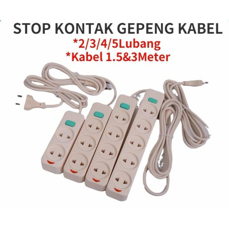 Stop Kontak Kabel 2LB 3LB 4LB 5LB 1.5M 3M/ Stop Kontak Gepeng + Kabel