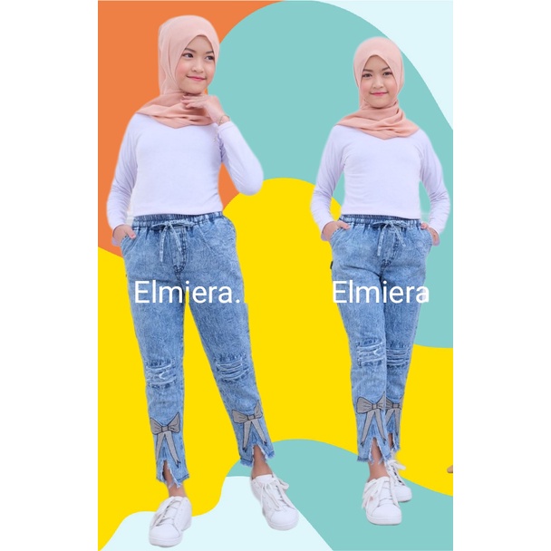 Celana Jeans Anak Perempuan Motif Pita 7-15 Tahun // Celana Anak Perempuan Variasi Bordir // Celana Jeans Anak Permpuan