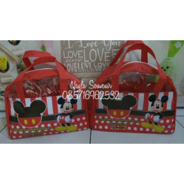 

Tas souvenir ultah model busur custom mickey mouse