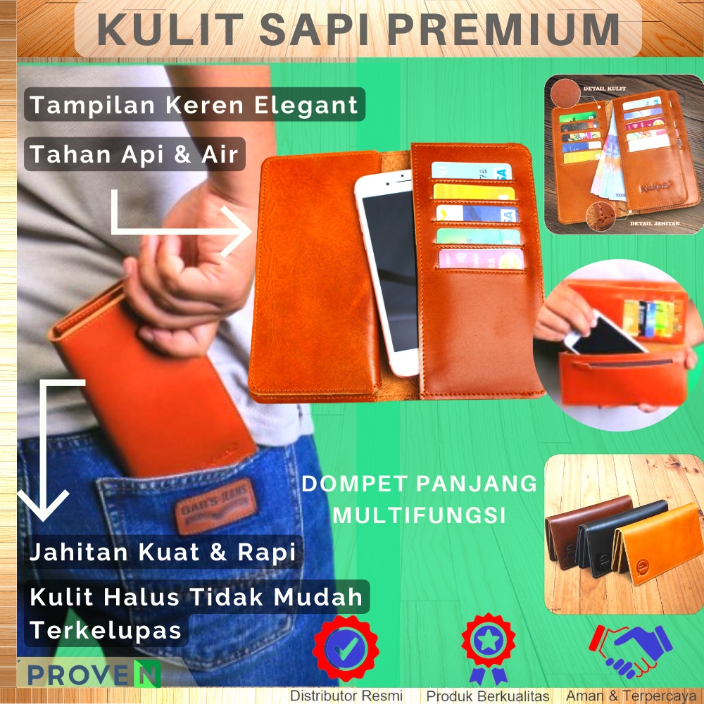 Dompet Kulit Pria Dompet Panjang Kartu Pria Lipat Kulit Sapi Asli Original Dompet Panjang Pria Full Kulit Sapi Asli F012 GARANSI ORIGINAL