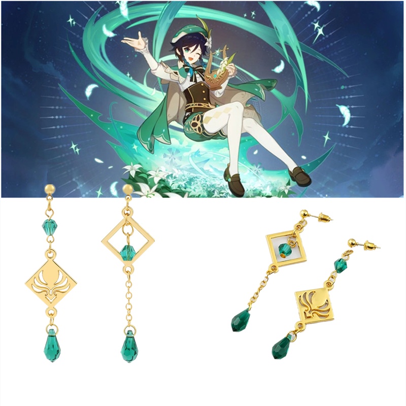 Anting Desain Anime Seven Elements Zhongli Tartaglia Venti Keqing Untuk Cosplay