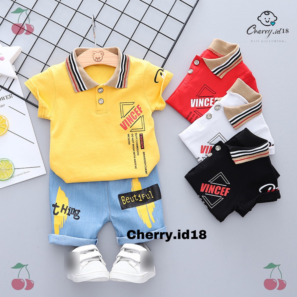 (6Bln-3Thn) COD Setelan Baju Anak Cowok / Setelan Pakaian Anak Motif Vincef Think