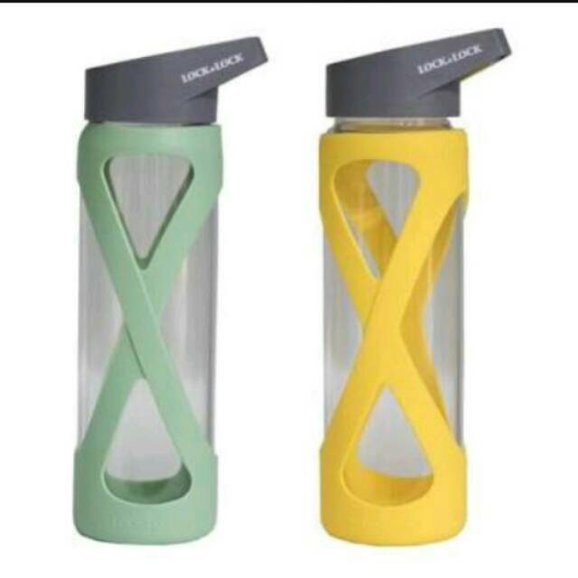 Termurah  Botol minum silicon kaca lock n lock / botol minum kaca lock m lock