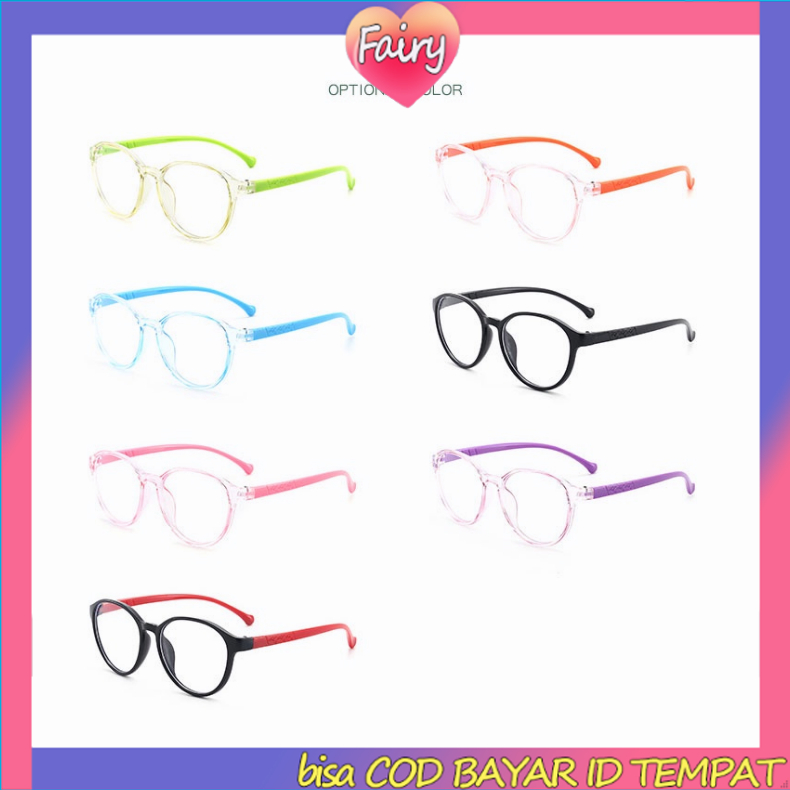 Kacamata Hitam Anak UV400 Kacamata Hitam Unisex Frame Anti Radiasi Anti Biru Fashion Komputer  Flexible Frame F