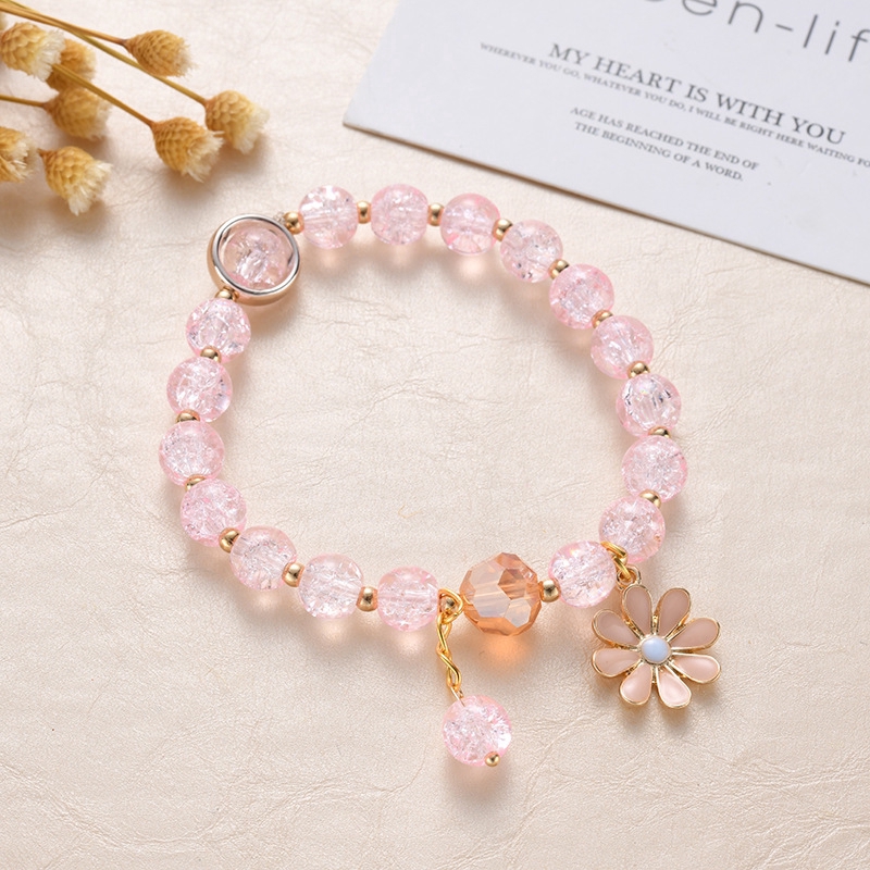 Korean Crystal Daisy Flower Tassel Bracelet Women Girl Bracelets Jewelry Accessories