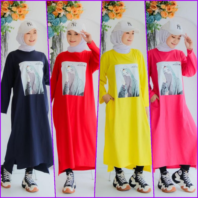 LONG TUNIK OVERSIZE WANITA ORI ZAHIN COMBED // MIDI DRES HITS KEKINIAN JUMBO