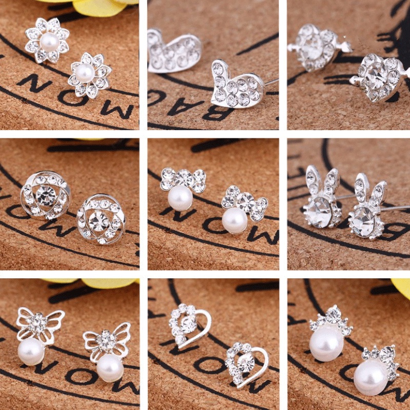 Anting Stud Desain Kelinci Bintang Hati Kupu-Kupu Aksen Mutiara Berlian Imitasi Gaya Korea Untuk Wanita Butterfly Mmall