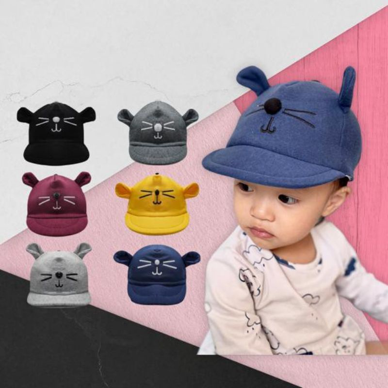 Topi anak motif 3D kucing topi fashion