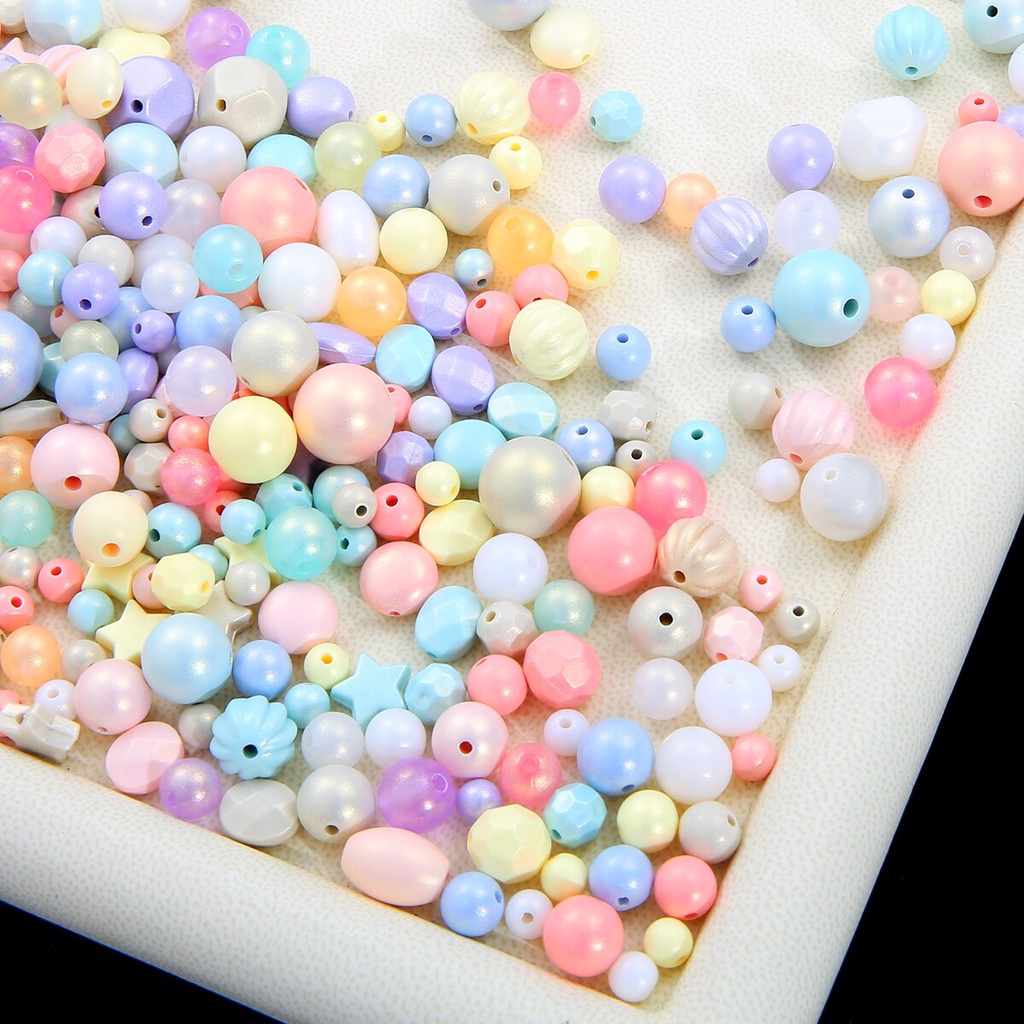 6-14mm 25-270Pcs Round Star Heart Candy Colors Plastic Acrylic Spacer Beads Handmade DIY For Jewelry Making Earrings Supplies