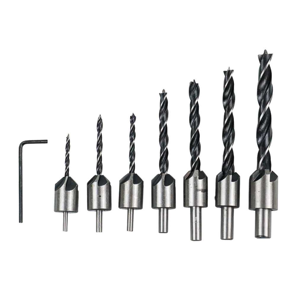 Mata Bor Drill Bit Countersink HSS 3-10mm 7PCS / Set Mata Bor Kayu Tuner Baja Granit Tuner Pagoda / Mata Bor Besi Baja Multifungsi Set Lengkap / Mata Bor Pelubang Ukir Pahat Kaca Beton Engsel Sendok / Mata Bor Pagoda Nachi Keramik Mini Set Komplit Murah