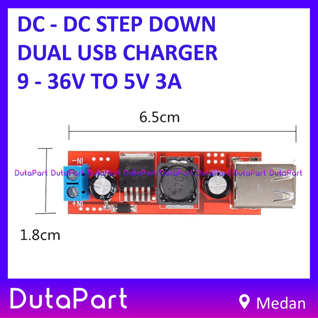 DC-DC Step Down DUAL USB Charger 9-36V To 5V 3A Module Converter DC