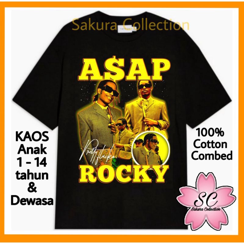 kaos baju ASAP ROCKY PRETTY FLACKO yellow logo tulisan kaus  tshirt BEST SELLER oversize vintage tee pakaian murah terlaris pria wanita t-shirt hitam putih katun combed cotton 30s 24s oversize lokal S M L XL XXL 2XL XXXL 3XL