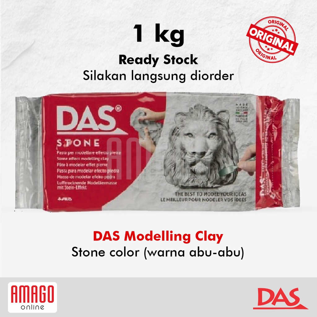 DAS Modelling Clay - Tanah Liat - Air Hardening - Warna Abu-Abu - Stone Color - 1 Kg - 348200