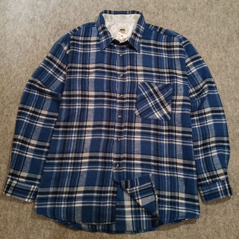 kemeja flannel wool plaid outer casual ootd second original