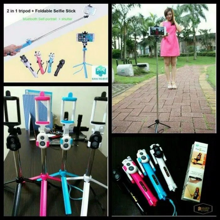 Tongsis Tripod Bluetooth Foto Remote Shutter Tomsis Photo Mini WXY-01