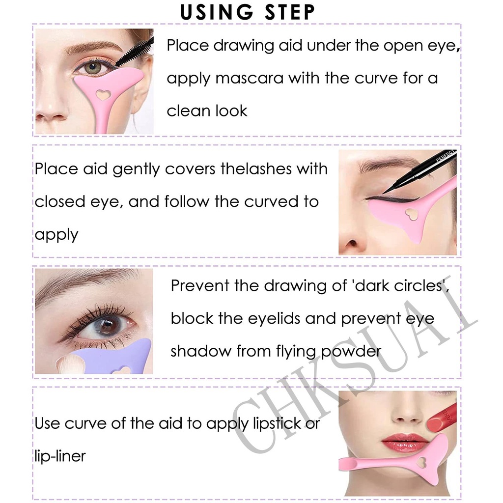 Alat Bantu Gambar Eyeliner / Maskara / Lipstick Bahan Silikon Reusable Untuk Makeup / Kosmetik Wanita