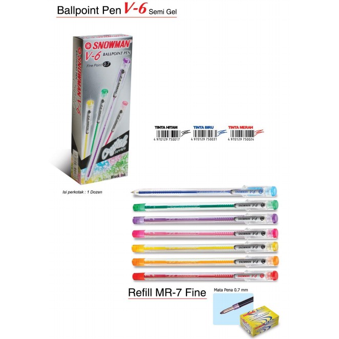 

Pulpen Snowman Semo Gel 0.7 V-6 - lusinan