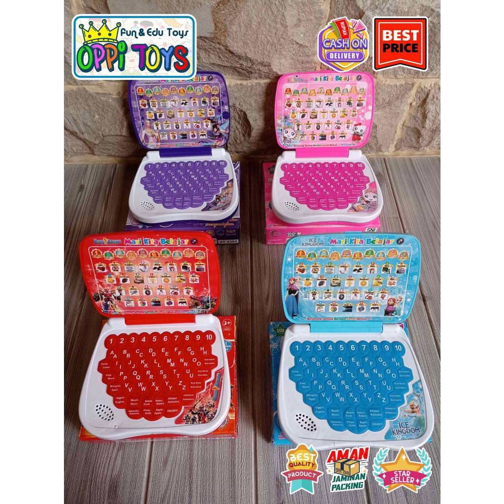 [FREE BATERAI] Mainan Edukasi Laptop Mini Anak - Laptop Mini Karakter - Laptop Mini 2 Bahasa