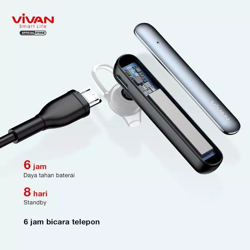 headset bluetooth vivan chat100 chat 100 blue tooth wireless tanpa kabel head set earphone