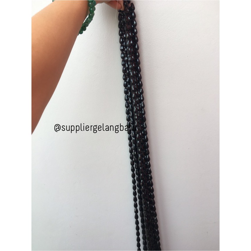 kristal Tetes ceko 15mm x 10mm BLACK DOPP bahan gelang kalung hitam aksesoris bahan craft fashion