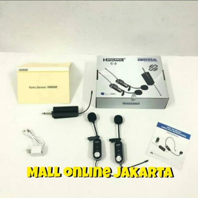 Mic wireless hardwell clip on c2 microphone jepit wireles c 2 ori