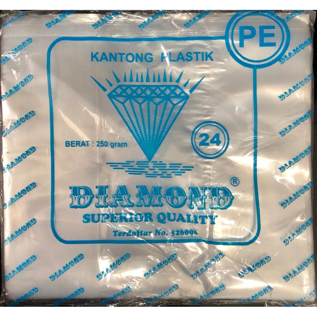 Kantong 24 plastik BENING PE TEBAL 24cm - 250Gr/pack isi 22 pcs Kresek Transparan Tebal