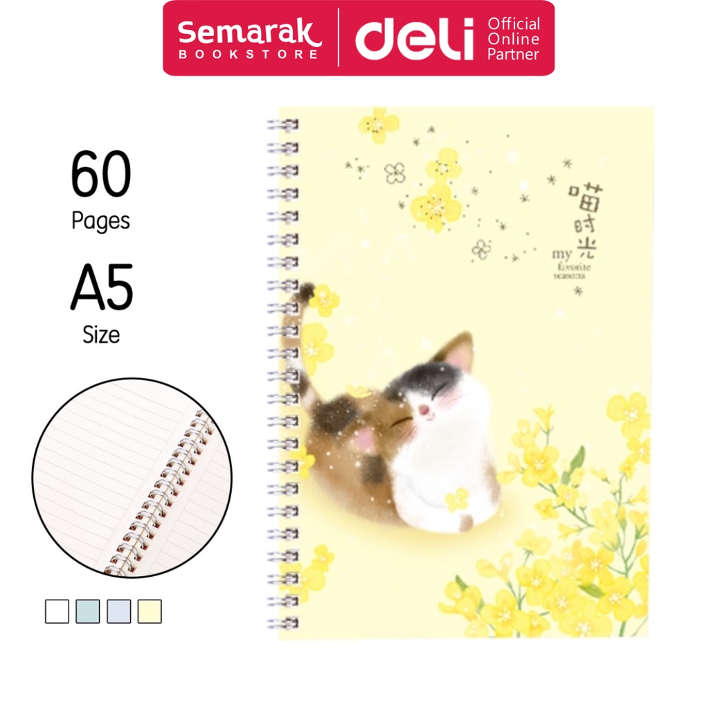 

Deli LA560 Spiral Notebook Cat Buku Catatan Motif Kucing Ukuran A5 - [1 Buku @60 Lembar]