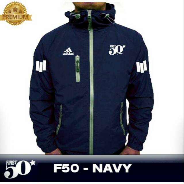 JAKET ADIDAS F50 NAVY TRACKER BOLA WATERPROOF PARASUT SPORTY HOODIE COWOK JACKET CEWEK TERMURAH 2018