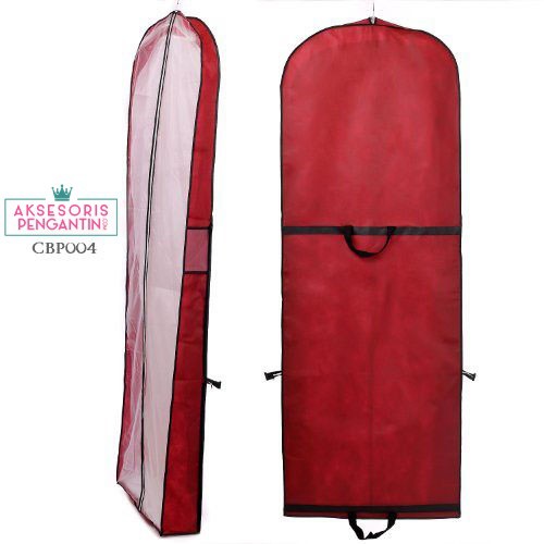 [READY GOJEK] PELINDUNG GAUN PENGANTIN COVER BAJU ANTI DEBU MAROON CBP004