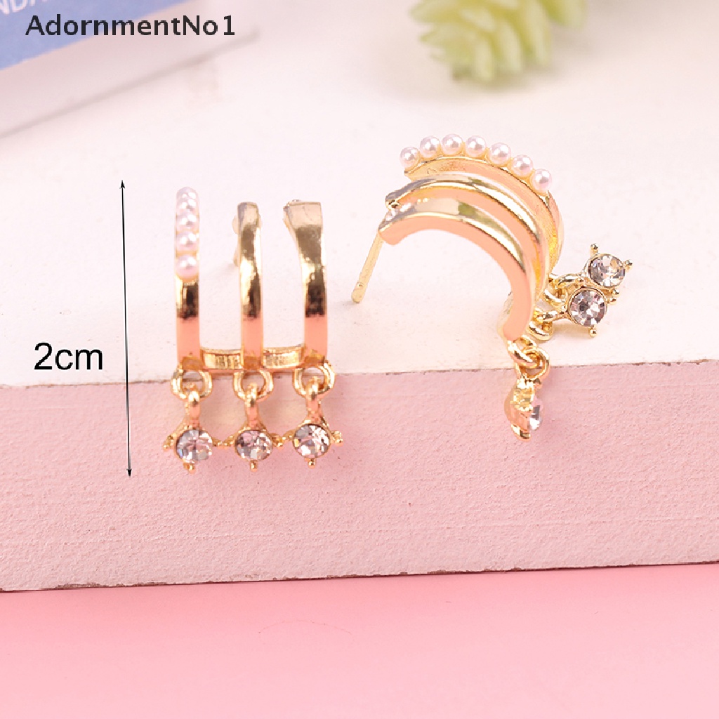 (AdornmentNo1) Anting Tusuk Gantung Desain Geometri Vertikal Multi layer Hias Zircon Gaya Korea Untuk Wanita