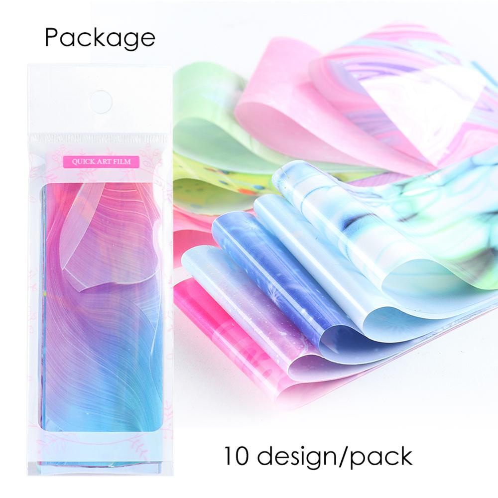 R-bunga 10pcs Stiker Kuku Dekorasi Pink Hijau Slider Hologram