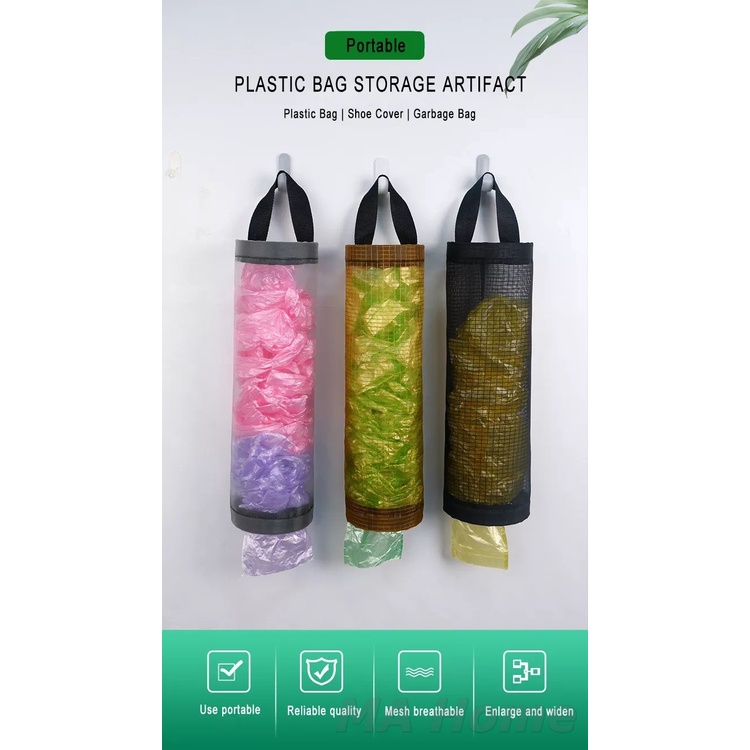 Tas gantung plastik sampah dinding / Tempat penyimpanan kantong plastik Kresek / Bag holder wall mount storage