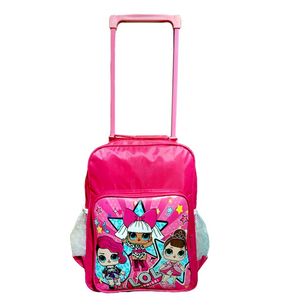 Tas Anak Perempuan TK,Tas Troli Anak tas dorong anak tas roda Little Pony ,Frozen ,LOL tas troly anak