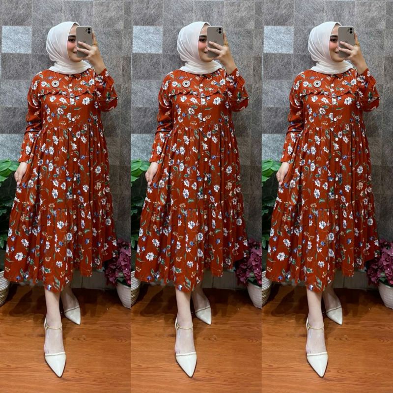 midi dress katun twill